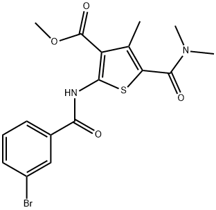 methyl 2-[(3-bromobenzoyl)amino]-5-(dimethylcarbamoyl)-4-methylthiophene-3-carboxylate Struktur