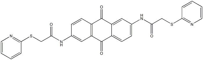 N-[9,10-dioxo-6-[(2-pyridin-2-ylsulfanylacetyl)amino]anthracen-2-yl]-2-pyridin-2-ylsulfanylacetamide Struktur