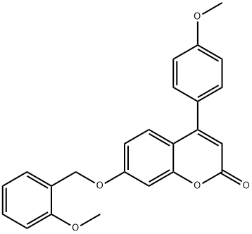 4-(4-methoxyphenyl)-7-[(2-methoxyphenyl)methoxy]chromen-2-one Struktur