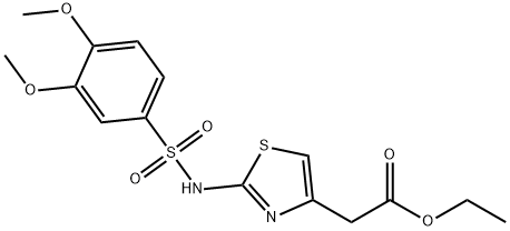 ethyl 2-[2-[(3,4-dimethoxyphenyl)sulfonylamino]-1,3-thiazol-4-yl]acetate Struktur