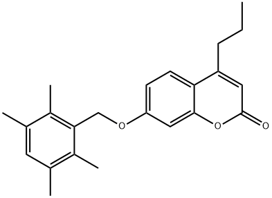 4-propyl-7-[(2,3,5,6-tetramethylphenyl)methoxy]chromen-2-one Struktur