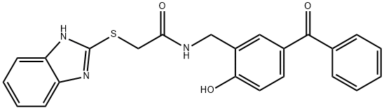 2-(1H-benzimidazol-2-ylsulfanyl)-N-[(5-benzoyl-2-hydroxyphenyl)methyl]acetamide Struktur