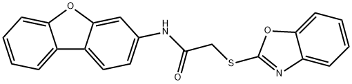 2-(1,3-benzoxazol-2-ylsulfanyl)-N-dibenzofuran-3-ylacetamide Struktur