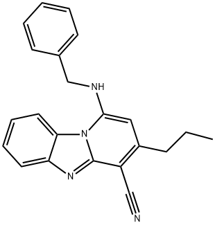 1-(benzylamino)-3-propylpyrido[1,2-a]benzimidazole-4-carbonitrile Structure