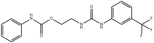 2-[[3-(trifluoromethyl)phenyl]carbamoylamino]ethyl N-phenylcarbamate Struktur