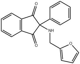 2-(furan-2-ylmethylamino)-2-phenylindene-1,3-dione Struktur