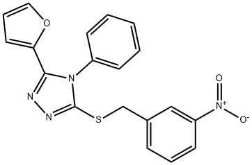 3-(furan-2-yl)-5-[(3-nitrophenyl)methylsulfanyl]-4-phenyl-1,2,4-triazole Struktur