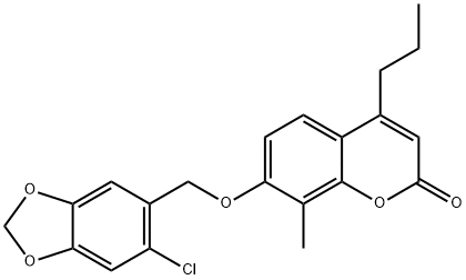 7-[(6-chloro-1,3-benzodioxol-5-yl)methoxy]-8-methyl-4-propylchromen-2-one Struktur