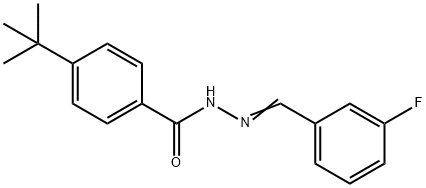 4-tert-butyl-N-[(E)-(3-fluorophenyl)methylideneamino]benzamide Struktur