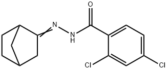 N-[(E)-3-bicyclo[2.2.1]heptanylideneamino]-2,4-dichlorobenzamide Struktur