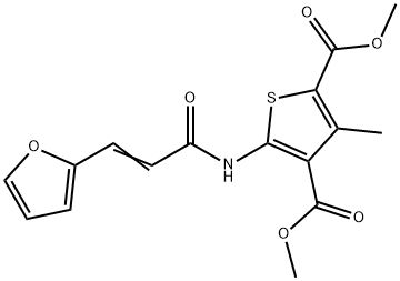 dimethyl 5-[[(E)-3-(furan-2-yl)prop-2-enoyl]amino]-3-methylthiophene-2,4-dicarboxylate Struktur