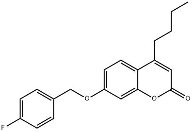 4-butyl-7-[(4-fluorophenyl)methoxy]chromen-2-one Struktur