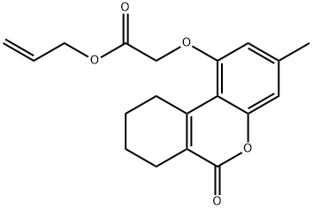 prop-2-enyl 2-[(3-methyl-6-oxo-7,8,9,10-tetrahydrobenzo[c]chromen-1-yl)oxy]acetate Struktur