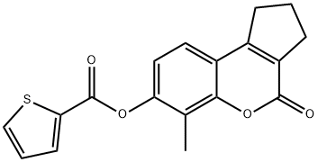 (6-methyl-4-oxo-2,3-dihydro-1H-cyclopenta[c]chromen-7-yl) thiophene-2-carboxylate Struktur