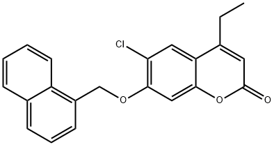 6-chloro-4-ethyl-7-(naphthalen-1-ylmethoxy)chromen-2-one Struktur