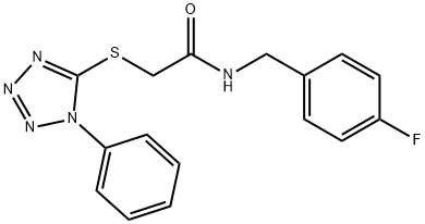 N-[(4-fluorophenyl)methyl]-2-(1-phenyltetrazol-5-yl)sulfanylacetamide Struktur