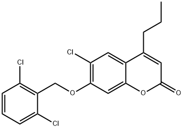 6-chloro-7-[(2,6-dichlorophenyl)methoxy]-4-propylchromen-2-one Struktur