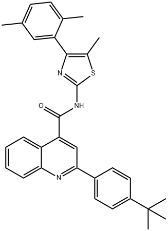 2-(4-tert-butylphenyl)-N-[4-(2,5-dimethylphenyl)-5-methyl-1,3-thiazol-2-yl]quinoline-4-carboxamide Struktur