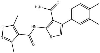 N-[3-carbamoyl-4-(3,4-dimethylphenyl)thiophen-2-yl]-3,5-dimethyl-1,2-oxazole-4-carboxamide Struktur