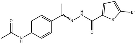 N-[(E)-1-(4-acetamidophenyl)ethylideneamino]-5-bromothiophene-2-carboxamide Struktur