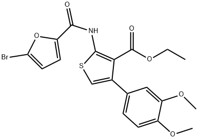 ethyl 2-[(5-bromofuran-2-carbonyl)amino]-4-(3,4-dimethoxyphenyl)thiophene-3-carboxylate Struktur