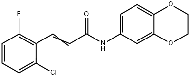 (E)-3-(2-chloro-6-fluorophenyl)-N-(2,3-dihydro-1,4-benzodioxin-6-yl)prop-2-enamide Struktur