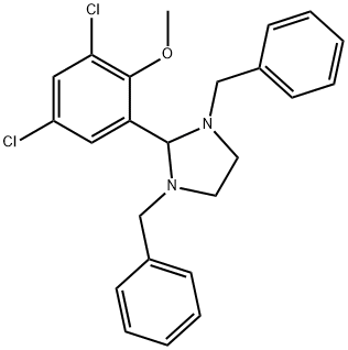 1,3-dibenzyl-2-(3,5-dichloro-2-methoxyphenyl)imidazolidine Struktur