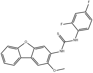 1-(2,4-difluorophenyl)-3-(2-methoxydibenzofuran-3-yl)thiourea Struktur