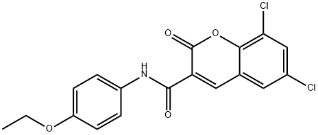 6,8-dichloro-N-(4-ethoxyphenyl)-2-oxochromene-3-carboxamide Struktur