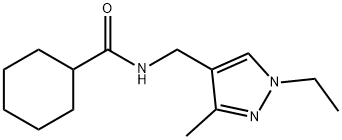 N-[(1-ethyl-3-methylpyrazol-4-yl)methyl]cyclohexanecarboxamide Struktur