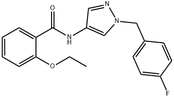 2-ethoxy-N-[1-[(4-fluorophenyl)methyl]pyrazol-4-yl]benzamide Struktur