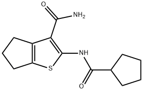 2-(cyclopentanecarbonylamino)-5,6-dihydro-4H-cyclopenta[b]thiophene-3-carboxamide Struktur