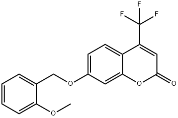 7-[(2-methoxyphenyl)methoxy]-4-(trifluoromethyl)chromen-2-one Struktur