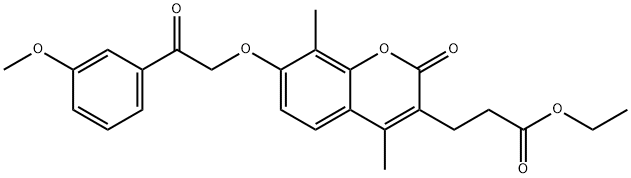 ethyl 3-[7-[2-(3-methoxyphenyl)-2-oxoethoxy]-4,8-dimethyl-2-oxochromen-3-yl]propanoate Struktur