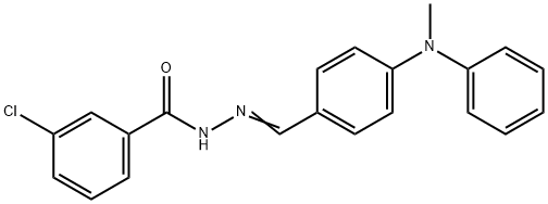 3-chloro-N-[(E)-[4-(N-methylanilino)phenyl]methylideneamino]benzamide Struktur