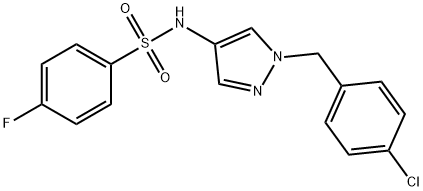 N-[1-[(4-chlorophenyl)methyl]pyrazol-4-yl]-4-fluorobenzenesulfonamide Struktur