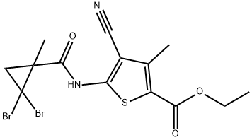 ethyl 4-cyano-5-[(2,2-dibromo-1-methylcyclopropanecarbonyl)amino]-3-methylthiophene-2-carboxylate Struktur