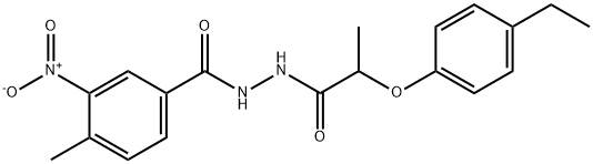 N'-[2-(4-ethylphenoxy)propanoyl]-4-methyl-3-nitrobenzohydrazide Struktur