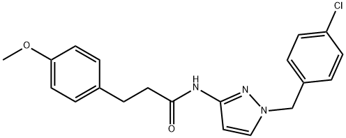 N-[1-[(4-chlorophenyl)methyl]pyrazol-3-yl]-3-(4-methoxyphenyl)propanamide Struktur