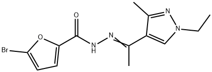 5-bromo-N-[(E)-1-(1-ethyl-3-methylpyrazol-4-yl)ethylideneamino]furan-2-carboxamide Struktur