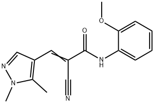 (E)-2-cyano-3-(1,5-dimethylpyrazol-4-yl)-N-(2-methoxyphenyl)prop-2-enamide Struktur