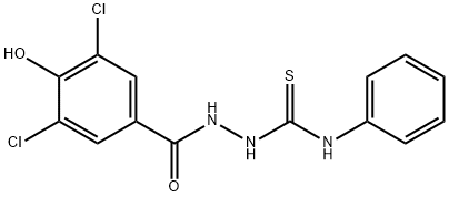 1-[(3,5-dichloro-4-hydroxybenzoyl)amino]-3-phenylthiourea Struktur