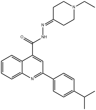 N-[(1-ethylpiperidin-4-ylidene)amino]-2-(4-propan-2-ylphenyl)quinoline-4-carboxamide Struktur