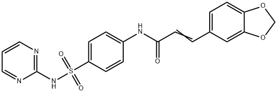 (E)-3-(1,3-benzodioxol-5-yl)-N-[4-(pyrimidin-2-ylsulfamoyl)phenyl]prop-2-enamide Struktur