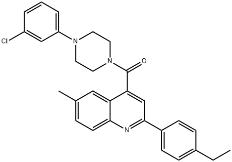 [4-(3-chlorophenyl)piperazin-1-yl]-[2-(4-ethylphenyl)-6-methylquinolin-4-yl]methanone Struktur