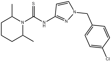 N-[1-[(4-chlorophenyl)methyl]pyrazol-3-yl]-2,6-dimethylpiperidine-1-carbothioamide Struktur