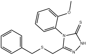 3-(benzylsulfanylmethyl)-4-(2-methoxyphenyl)-1H-1,2,4-triazole-5-thione Struktur