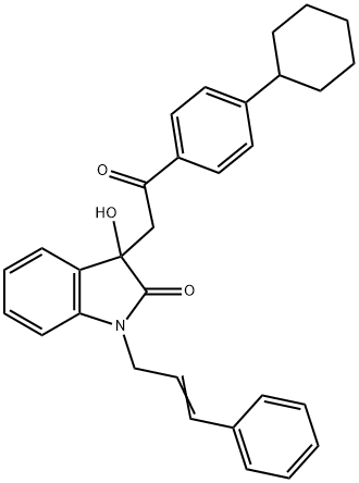 3-[2-(4-cyclohexylphenyl)-2-oxoethyl]-3-hydroxy-1-[(E)-3-phenylprop-2-enyl]indol-2-one Struktur