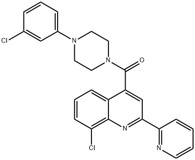 [4-(3-chlorophenyl)piperazin-1-yl]-(8-chloro-2-pyridin-2-ylquinolin-4-yl)methanone Struktur