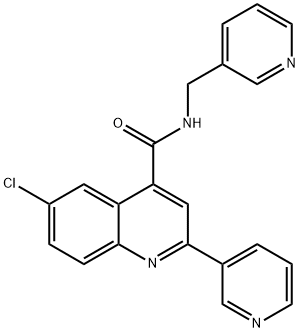 6-chloro-2-pyridin-3-yl-N-(pyridin-3-ylmethyl)quinoline-4-carboxamide Struktur